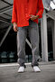 Men's Baggy Dark Gray Snow Wash 100% Koton Relaxed Fit Jeans - 2