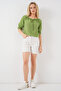 Women's Collared Ruffle Detail Blouse 959 - Emerald Green - 2