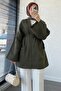 Belted Muslin Kimono with Pocket Detail - Khaki - 5