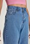 Women's Regular Fit Wide Leg Blue Jean Jeans with Pockets - 2