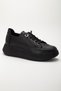 Women's Casual Sports Shoes Black Elastic Lace-Up Thick Sole - 4