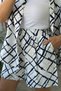 Modal White Navy Blue Short Sleeve Shirt Shorts Set - 3