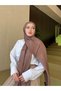 Silky Jacquard Shawl Line Pattern - Brown - 2
