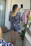 Modal Navy Blue Short Sleeve Shirt Shorts Set - 2