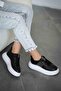 Lima Women's Stone Leather Sneakers Black - 2