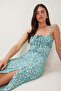 Women's Water Green Floral Slit Summer Knitted Dress CI00029 - 3