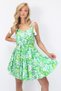 Women's Green Strap Tassel Detailed Patterned Woven Mini Dress Alc-X14231
