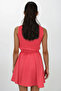 Pomegranate Flower Boat Neck Self Belted Sleeveless Flared Mini Dress Alc-X14187 - 4