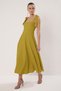 Olive Green A-Line Woven Midi Elegant Evening Gown with Strap Tie Detail for Proms and Graduation Dresses TPRSS24EL00251 - 2