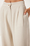 Women's Cream Pocket Linen Baggy Trousers Bv00164 - 3