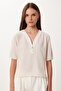 Women's Biscuit Bone Laced Linen Blouse Tp00104 - 4