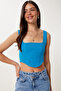 Women's Green Blue 2 Pack Strap Crop Woven Blouse Mx00220 - 5