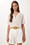 Women's Biscuit Bone Laced Linen Blouse Tp00104 - 2