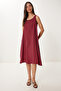 Women's Burgundy Sleeveless Basic Modal Dress Pb00050 - 3