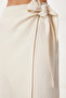 Women's Cream Binding Detailed Asymmetrical Linen Skirt Bv00132 - 5