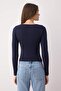Lacivert Premium İplik/Özel İplik Layer/İç içe Görünüm Triko Body Kazak TWOAW26KZ00023 - 4