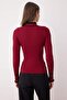 Bordo Fitted Renk Bloklu Triko Kazak TWOAW22KZ1250 - 4