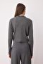 Antrasit Crop Fermuarlı Triko Hırka TWOAW21HI0154 - 4
