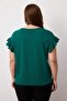 Zümrüt Yeşili Bisiklet Yaka Kolları Fırfırlı %100 Pamuk Örme T-Shirt TBBSS23BF00006 - 4