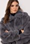 Gri Oversize Kalıp Kürk Mont TWOAW26MO00105 - 2