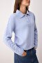 Blue Soft Textured Hair Braid Detailed Knitwear Sweater Twoaw26Kz00003 - 3