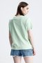Green Regular Fit Basic Women's T-Shirt 100% Cotton Slit Short Sleeve Crew Neck Solid Color T-Shirt - 5