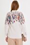 Women's Cream Mandarin Collar Patterned Shirt ARM-25Y001013 - 5