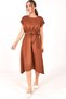 Women's Coffee Elastic Waist Tied Dress ARM-18Y001120 - 4