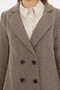 Women's Beige Striped Four-Button Cashmere Jacket ARM-24K001037 - 2