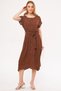 Women's Brown Polka Dot Elastic Waist Tie Dress ARM-21K001159 - 6