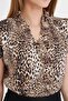 Women's Brown Ruffled Collar and Sleeves Blouse Arm-25Y 001028 - 3
