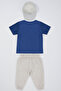Boys' hat set with linen trousers 3-piece set - 2