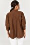 Women's Brown POCKET LOOSE LINEN SHIRT ARM-21Y001035 - 5