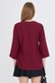 Women's Burgundy V-Neck Quarter Sleeve Blouse Arm-25Y 001024 - 5