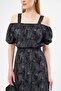 Women's Anthracite Patterned Elastic Waist Strap Dress Arm-23y001053 - 2