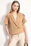 Women's Camel Sleeve Slit Detailed Crop Short Sleeve Jacket Arm-24Y001048 - 2