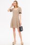 Beige Polka Dot Mini Dress - Square Collar, Ruffle Detail, Watermelon Sleeve Flared ARM-24Y001051 - 5