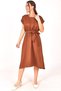 Women's Coffee Elastic Waist Tied Dress ARM-18Y001120 - 2