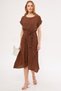 Women's Brown Polka Dot Elastic Waist Tie Dress ARM-21K001159 - 3