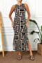 Women's Beige Crew Neck Sleeveless Slit Long Dress ARM-23Y001090 - 3