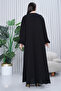 Women's Leopard Stone Embroidered Plus Size Viscose Long Dress Black - 6