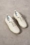 Women's Cream Genuine Leather Rubber Laced Full Orthopedic Transparent Sole Sneaker Stylish Daily Classic Shoes - 7