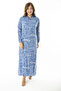 Women's Large Size Blue Woven Viscose Fabric Front Buttoned Long Sleeve Dress 65N36872 - 4
