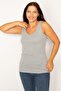 Women's Large Size Gray Cotton Fabric Sleeveless Blouse 65n26628 - 4