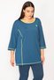 Women's Large Size Petrol Piping Detailed Sports Tunic 65n30669 - 4