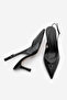 Women's Stiletto Pointed Toe Croco Open Back Strap Classic Heeled Shoes Andis Black Croco - 8
