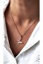 Pink Enamel Zircon Stone Butterfly Figure Steel Necklace - 2