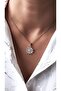 Zircon Stone Steel Necklace with Sun Figure - 2