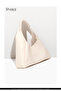 Cream Shk19 Faux Leather, Snap Fastener, Single Compartment, Zippered Makeup Bag, Hand, Arm and Shoulder Bag - 8