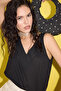 Stone Detailed Hand Knitted Black Straw Bag 18X24 cm Cnt1048 - 4
